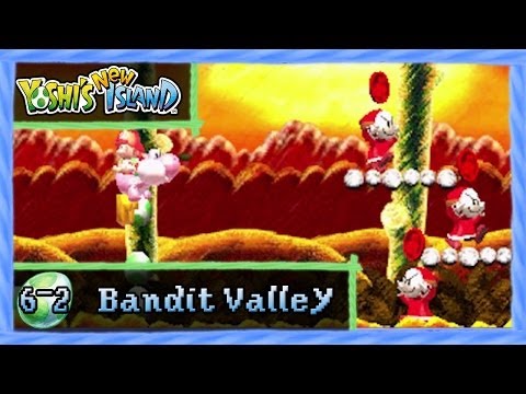 Yoshi's New Island - World 6-2: "Bandit Valley" All Red Coins/Flowers 100% Walkthrough!