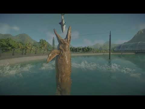 Jurassic world evolution 2   Slow motion Mosasaurus feeding