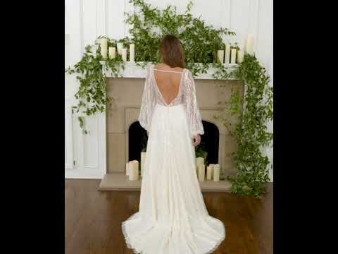 Modern Boho Wedding Gown with Long Sleeves | D3296 by...
