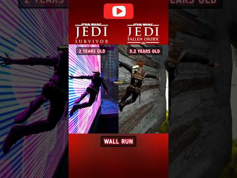 Star Wars Jedi Survivor vs Star Wars Fallen Order - Wall Run #shorts #starwars