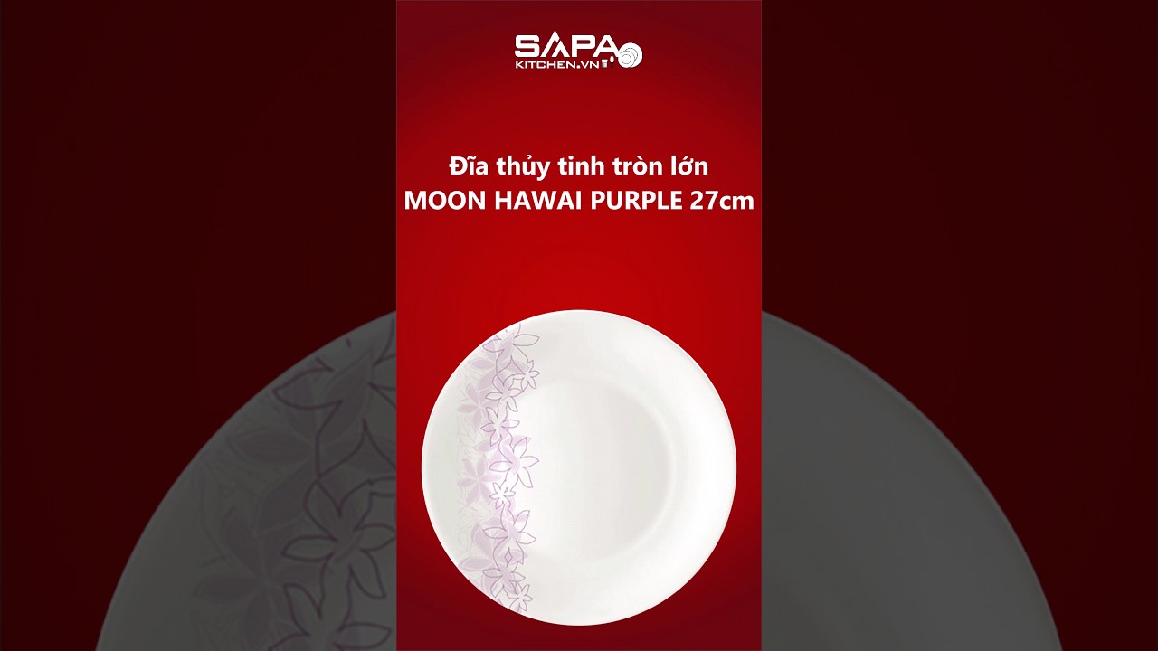 Đĩa thủy tinh tròn lớn Moon - Hawai Purple 27 cm