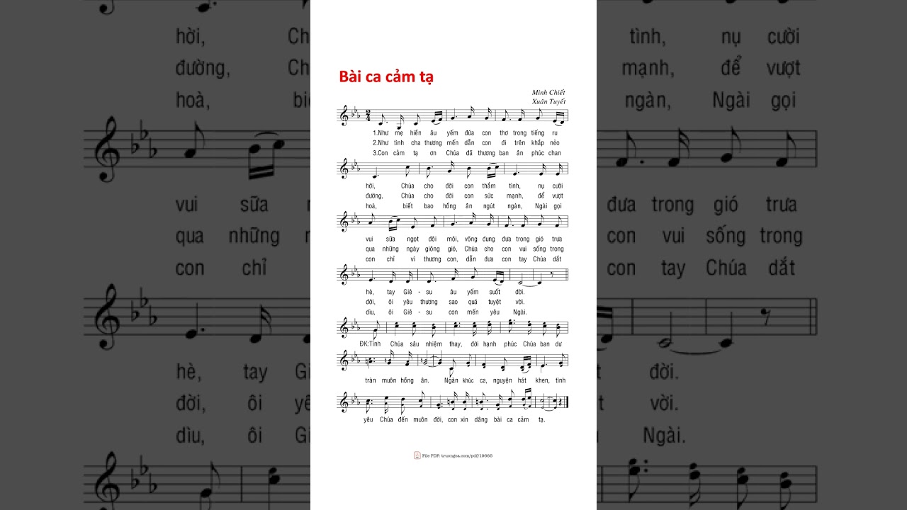 Bài Ca Cảm Tạ (Xuân Tuyết), Sheet PDF