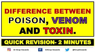 Difference Between Poison, Venom And Toxin || Dr Krup Vasavda