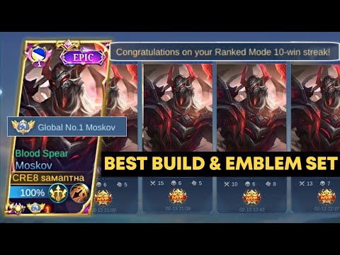 MOSKOV AUTO WIN STREAK USING THIS BUILD & EMBLEM SET 2023 IN MYTHICAL GLORY RANK!