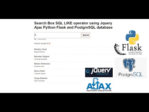 Search Box Sql Like Operator Using Jquery Ajax Python Flask And Postgresql Database