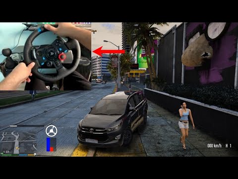GTA 5 4K GAMEPLAY: UBER DRIVING WITH INNOVA CRYSTA WITH LOGITECH G29 STEERING WHEEL + SHIFTER