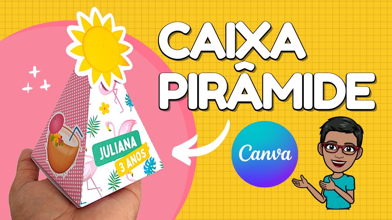 Como fazer CAIXA PIRÂMIDE no Canva | Molde Limpo em PNG Grátis + Tutorial Passo a Passo