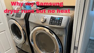 Samsung dryer runs but no heat