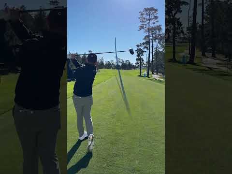 Tommy Fleetwood and Collin Morikawa's best practice round shots at Spyglass. #shorts