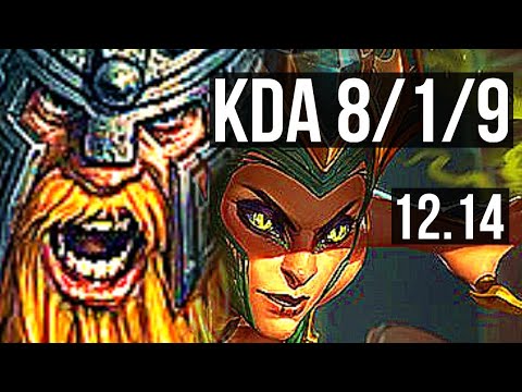 OLAF vs CASSIOPEIA (TOP) | 8/1/9, 66% winrate, Dominating | KR Diamond | 12.14