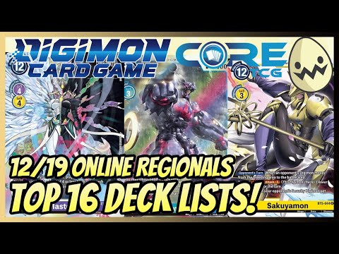 Digimon Card Game: Core TCG 12/19 Online Regionals Top 16 Deck lists!