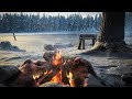 Crackling Campfire Sounds With Wolves Howling