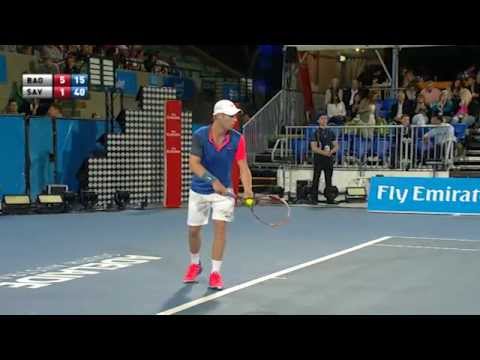 Marcos Baghdatis v Luke Saville hot shot - World Tennis Challenge 2015
