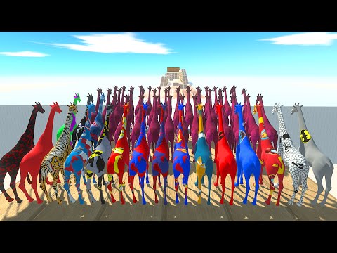 COLOR ALL GIRAFFE RACE GET A EAT GOLD PIG ► Animal Revolt Battle Simulator