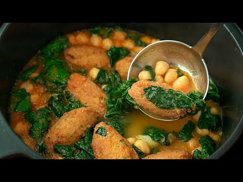Garbanzos con espinacas y panecillos