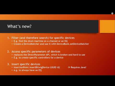 The Bitwig Controller API #19: API 12 - Java setup - find specific devices - insert devices