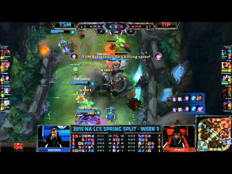 TSM 5 Man Botlane Dive - TSM vs TIP Game 1 (NA LCS Spring 2015)
