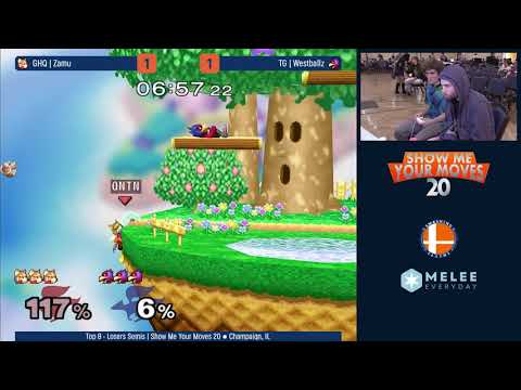 Show Me Your Moves 20 - GHQ | Zamu (Fox) vs TG | Westballz (Falco) - Top 8 - Losers Semis