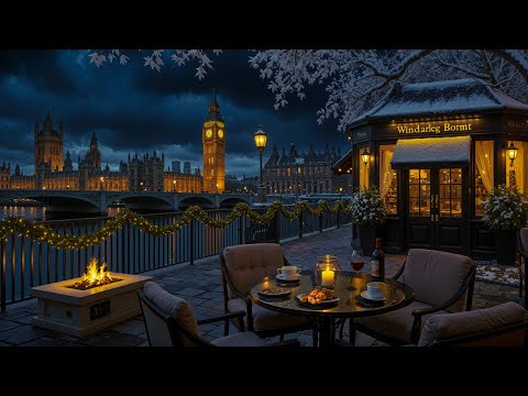London Winter Jazz Café Ambience ☕ Relaxing Jazz with Fireplace Sounds for Calm Study Sessions