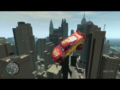 GTA 4 Lightning McQueen Mega Ramp Crash Test
