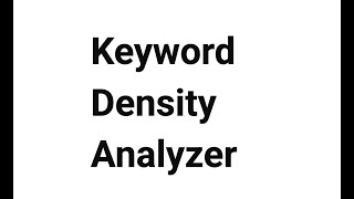 Keyword Density Analyzer