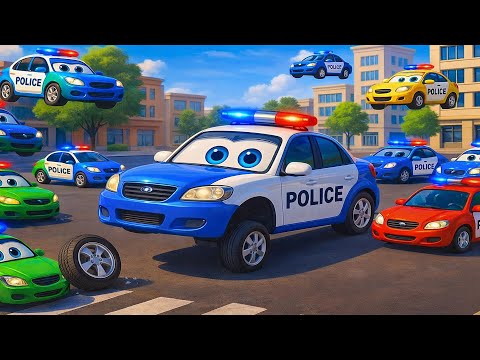 Three-Wheel Police Car Falls Into a Drain 🚔🕳️Vehicles Team Rescue Mission | Funny Vehicles Animation