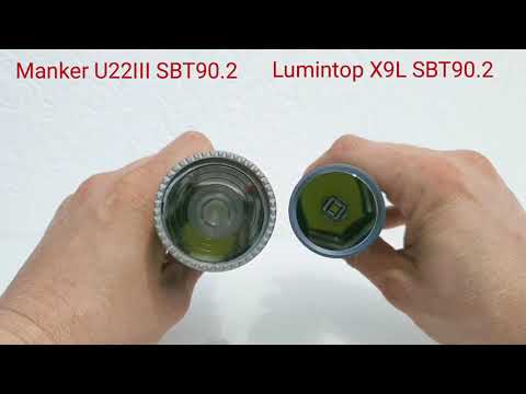 Manker U22III SBT90.2 turbo  -  Lumintop X9L SBT90.2 turbo   comparison