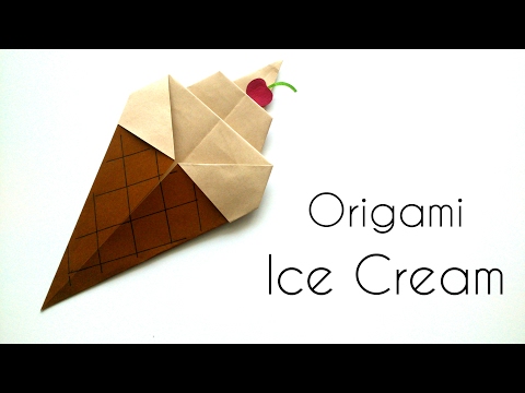 Origami Ice Cream Cone - Origami for Kids -  Paper Ice Cream Cone