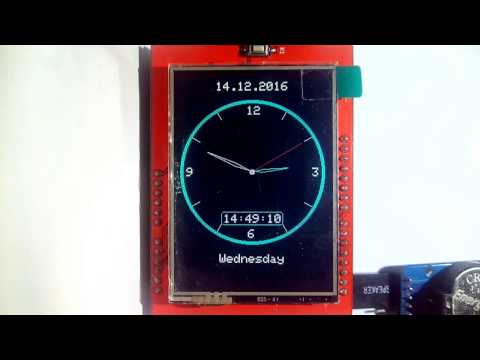 analog clock arduino Uno 2.4" LCD TFT spfd5408 аналоговые часы ардуино