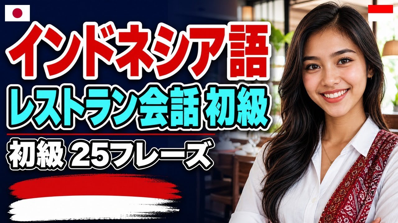 インドネシア語 レストラン入店 初級|初心者 聞き流し 作業用 ネイティブ 日常会話 語学学習 インドネシア語入門 レストラン表現 旅行会話 episode artwork