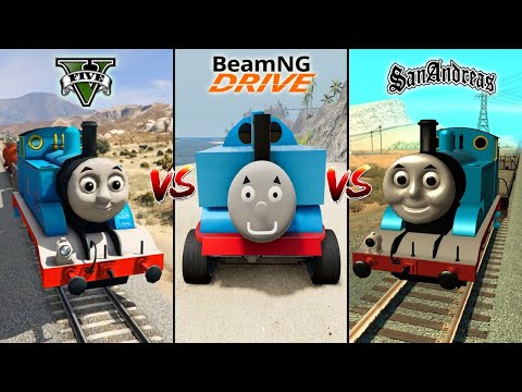 GTA 5 THOMAS TRAIN VS GTA SAN ANDREAS THOMAS TRAIN VS BEAMNG THOMAS TRAIN - WHICH IS BEST?