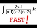 Fast Way To Do Partial Fraction For Integrals Calculus 2 Tutorial