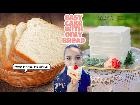 Easy bread cake 🍞🎂 | only bread no egg | cute pink cake | afeefas dream