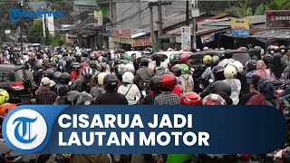 Periode Libur Lebaran, Kawasan Cisarua Puncak Bogor Macet Parah, Jalanan Bagai Lautan Motor
