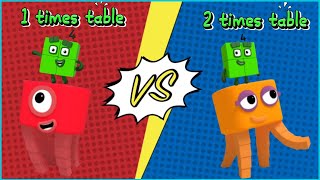 NUMBERBLOCKS MULTIPLICATION TABLE | 1 TIMES TABLE VERSUS 2 TIMES TABLE | LEARN TO COUNT|hello george