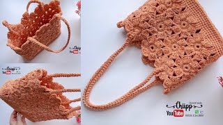 [ENG] Móc túi xách ghép hoa 2 quai thời trang 🌸 Crochet Flowers Bag