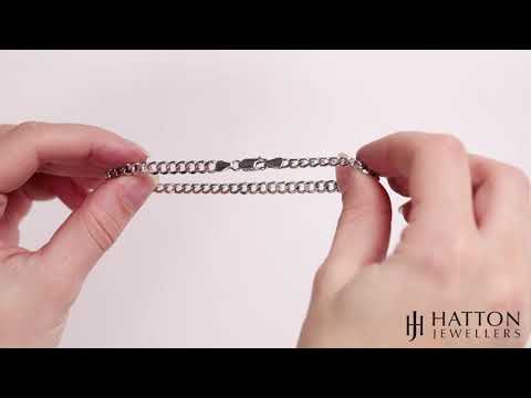 9ct White Gold Italian Bevelled Curb Chain - 4.75mm - 8" - Gents