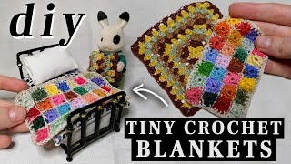DIY Micro Crochet Granny Square Blankets | Dollhouse Update + FREE PATTERN 🧶