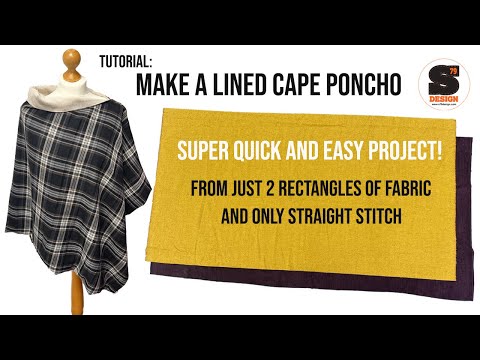 Tutorial: Sew a Cape Poncho, SO QUICK and EASY! ONLY 7 LINES OF STITCHES! Great last minute gift!