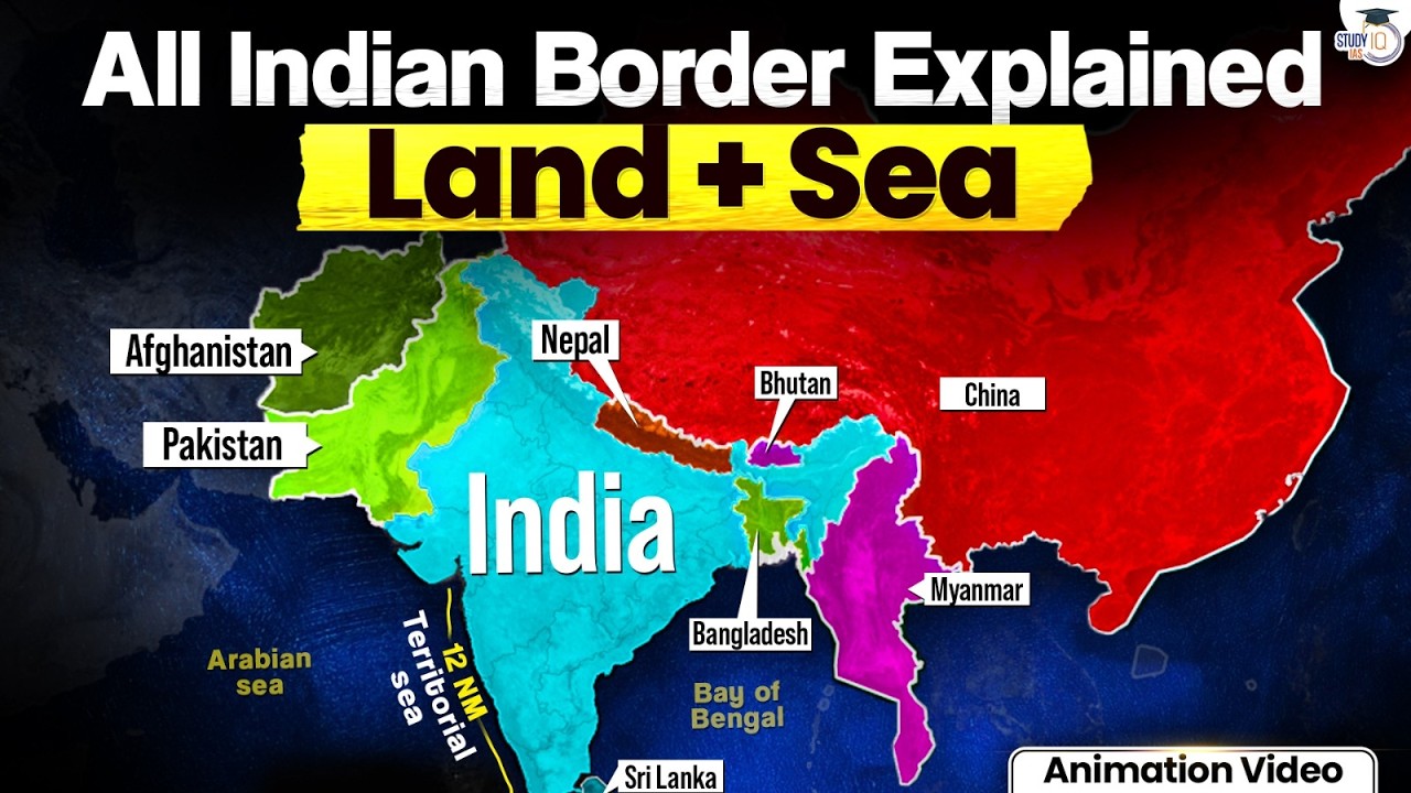 All International Borders of India in One Video | India's Border Through Animation | StudyIQ IAS