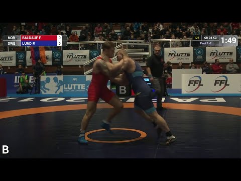 GOLD GR - 98 kg: F. BALDAUF (NOR) df. P. LUND (SWE), 5-1