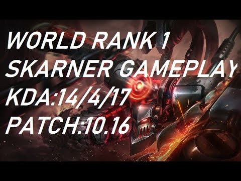 World Rank 1 Skarner vs Rek'Sai Gameplay Replay-EUW Patch 10.16
