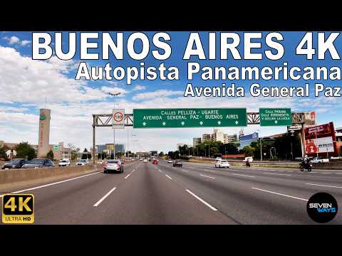 [4K] BUENOS AIRES - ACCESO NORTE / AUTOPISTA PANAMERICANA / AVENIDA GENERAL PAZ - CENTRO