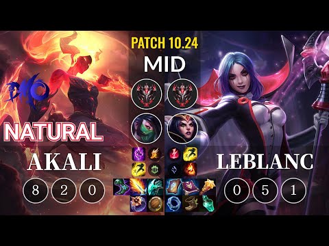 DMO Natural Akali vs LeBlanc Mid - KR Patch 10.24