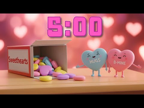 5 Minute Calm Valentine Music Timer with Candy Hearts 💕🍬