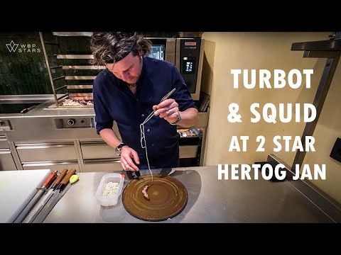 AMAZING TURBOT with grilled SQUID by Chef Gert de Mangeleer at 2 Michelin star Hertog Jan in Antwerp