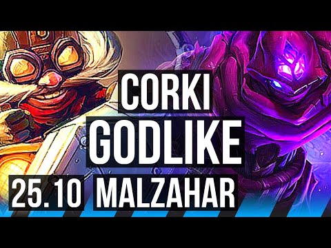 CORKI vs MALZAHAR (MID) | Comeback, 61k DMG, 65% winrate, 18/5/15, Godlike | KR Master | 25.10