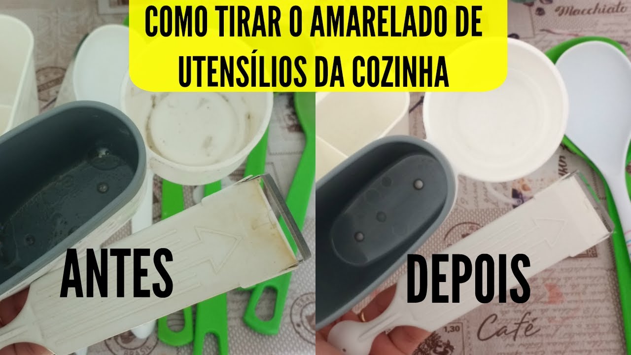 COMO TIRAR O AMARELADO E CLAREAR OS UTENSÍLIOS DA COZINHA SUPER FÁCIL @decorandodrikka