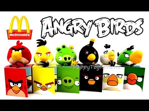 2016 McDONALD'S THE ANGRY BIRDS MOVIE 3D HAPPY MEAL TOYS NEXT GUESS REVIEW AFTER EMOJIS PLUSH