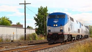 preview picture of video 'Amtrak 816 leads the Coast Starlight train 14 through Albany, Oregon on June 13th, 2012'
